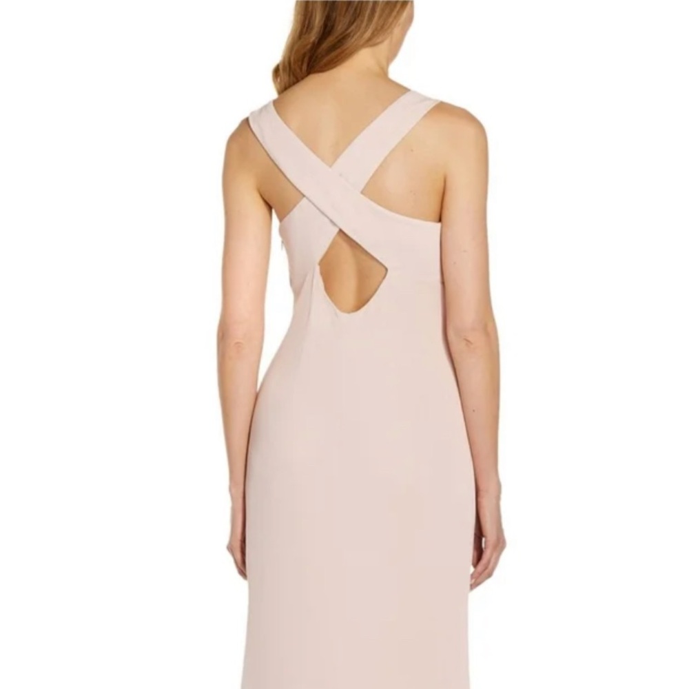 Adrianna Papell Blush Cowl Neck Full Length Slit Formal Dress - Picture 2 of 14
